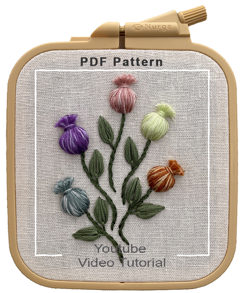 3D Pomegranate Flower Embroidery