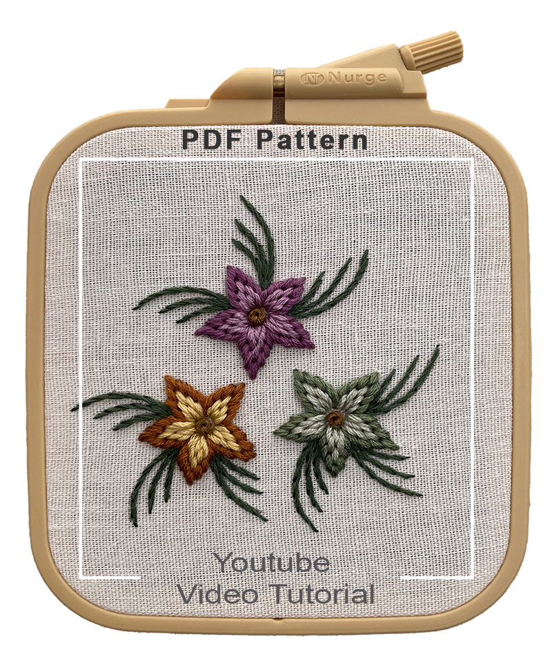 Portuguese Border Stitch Triple Flowers Embroidery