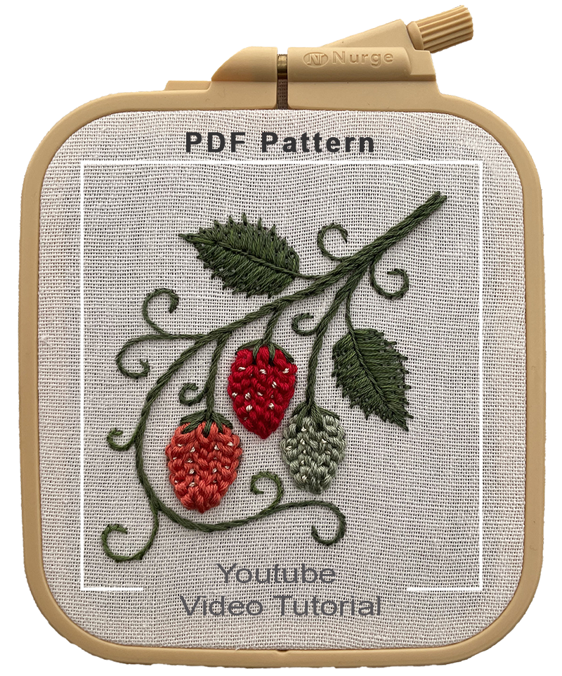 Raised Chain Stitch 3D Strawberries Embroidery
