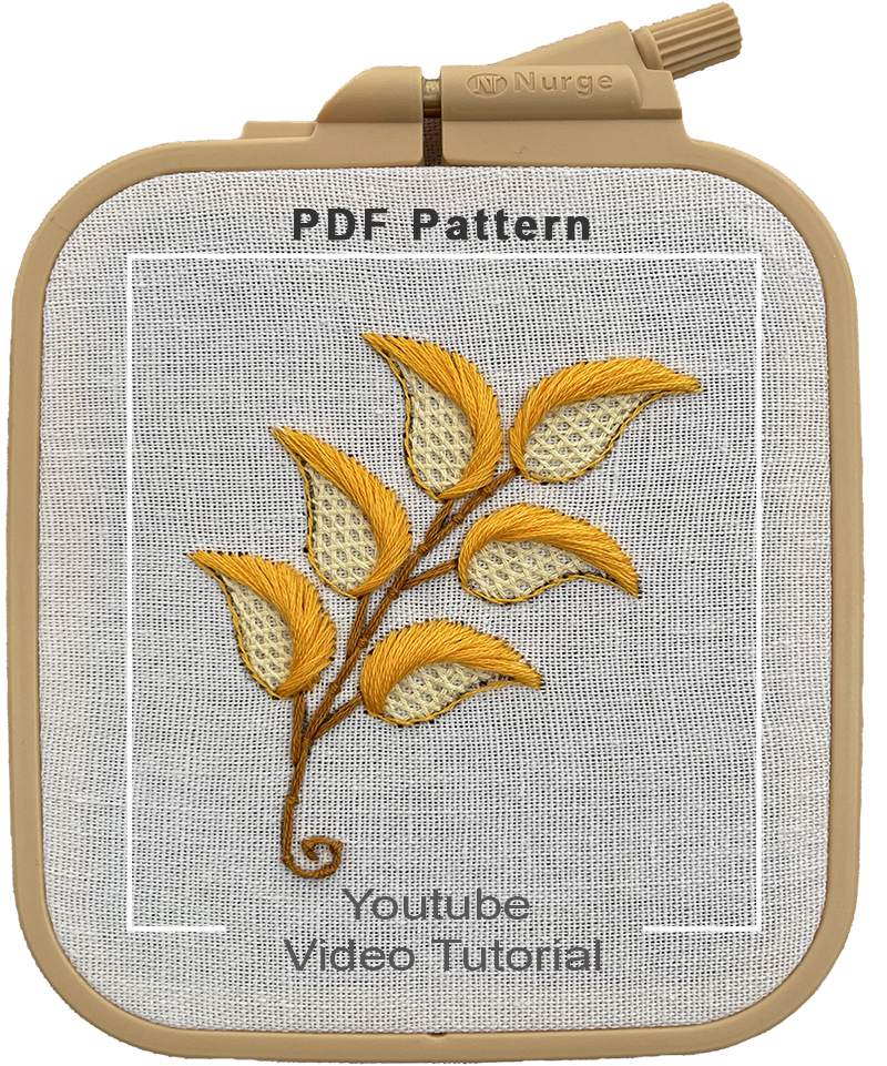 Honeycomb Filling Stitch Autumn Leaf Embroidery